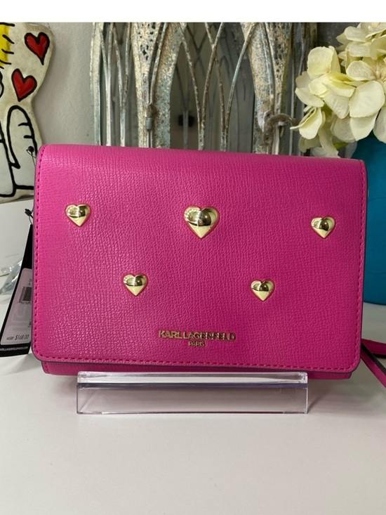Karl Lagerfeld Handbags - LOW START NWT Karl Lagerfeld Fuchsia Heart Stud Leather Crossbody